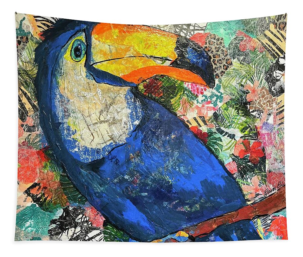 Jungle Birds Tapestry featuring the painting I can, you can, toucan by Elaine Elliott