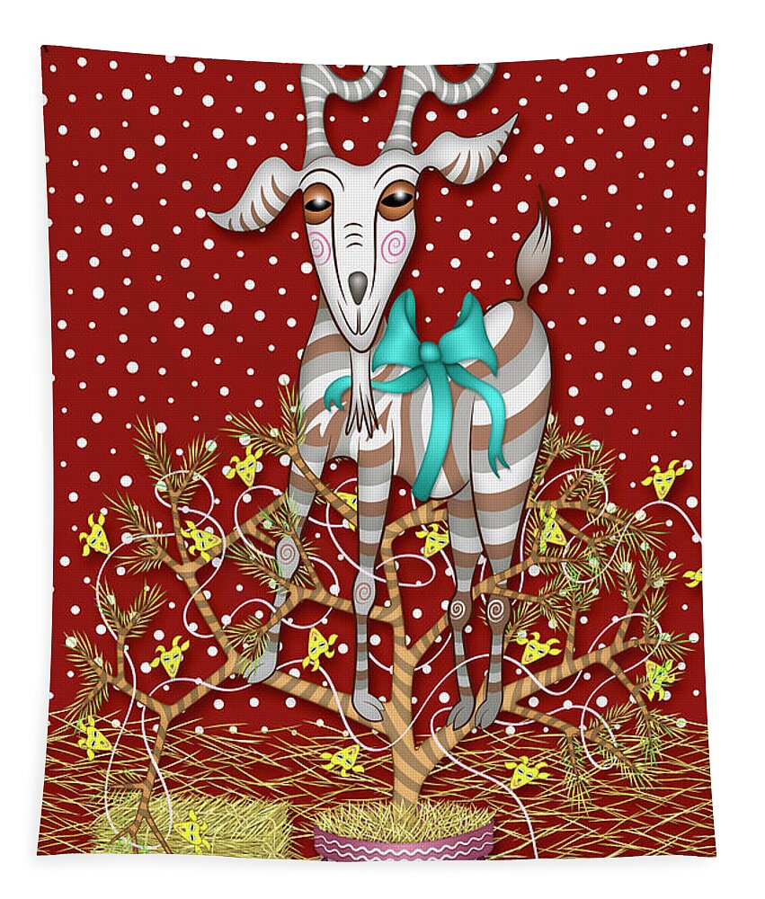 Enlightened Animal Tapestry featuring the digital art I Come Beh-eh-eh-eh-rring Gifts by Becky Titus