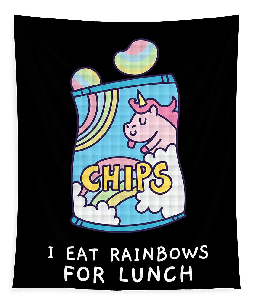 Cool Tapestry featuring the digital art I Eat Rainbows for Lunch Unicorn Chips by Flippin Sweet Gear