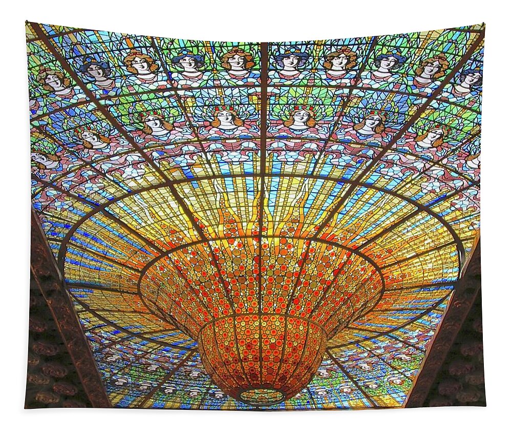 Stained Glass Barcelona Tapestry featuring the photograph Gaudi House Museum Barcelona by Dorsey Northrup