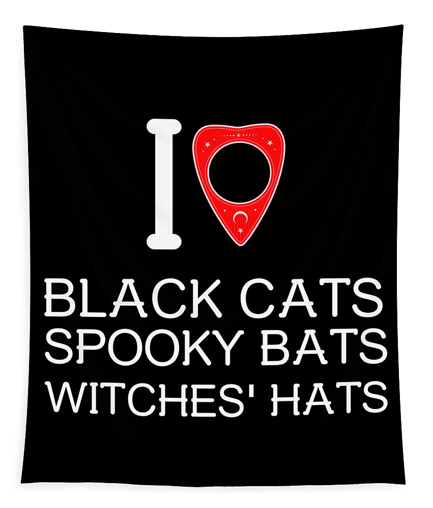 Halloween Tapestry featuring the digital art I Love Black Cat Spooky Bats Witches Hats by Flippin Sweet Gear