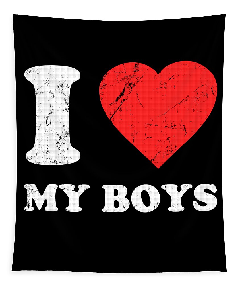 Funny Tapestry featuring the digital art I Love My Boys by Flippin Sweet Gear