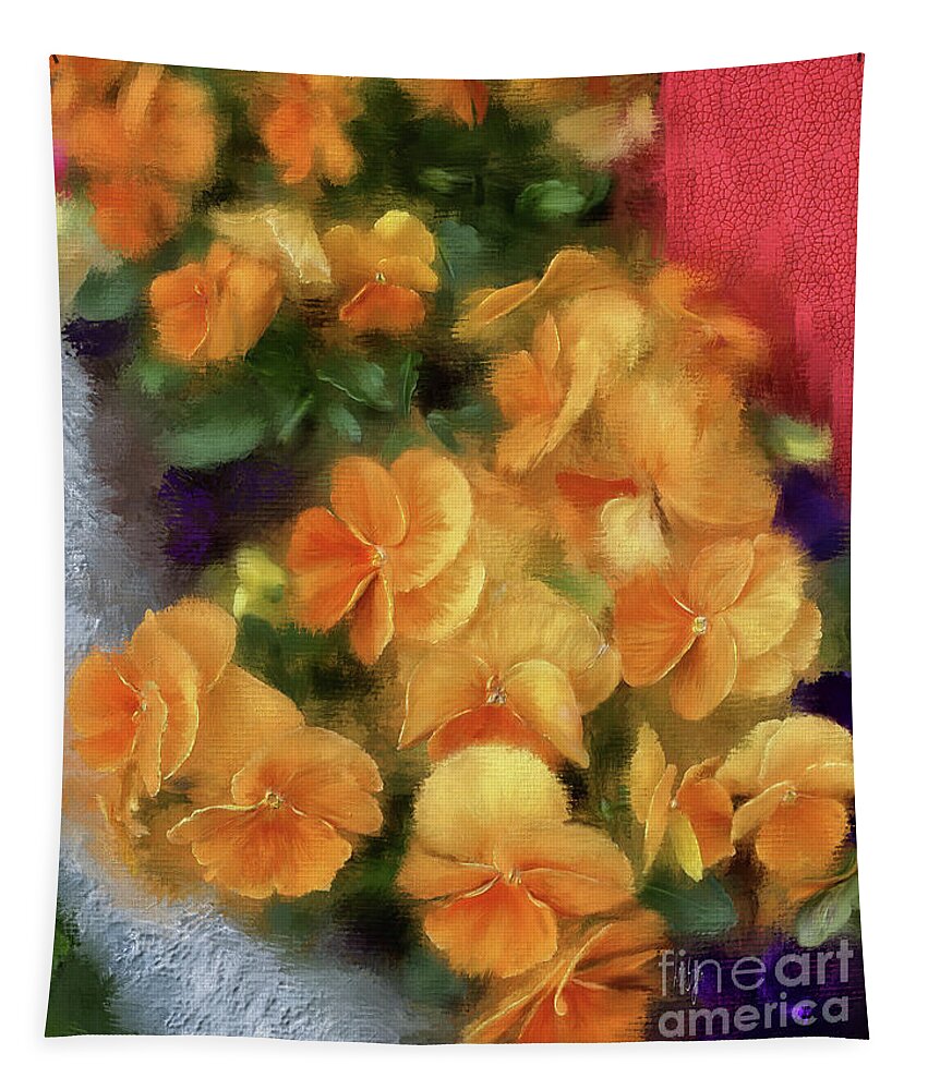 Pansies Tapestry featuring the digital art I Love Pansies by Lois Bryan