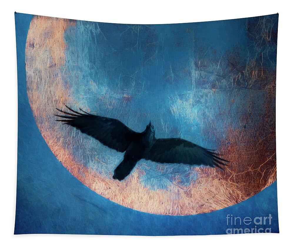 Raven Tapestry featuring the photograph I travel alone by Priska Wettstein