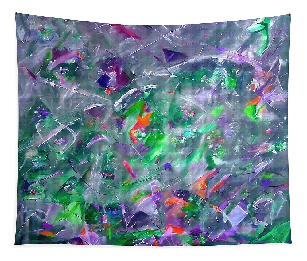 Ice Tapestry featuring the painting Ice Water Texture Glass Abstract Art Painting by N Akkash