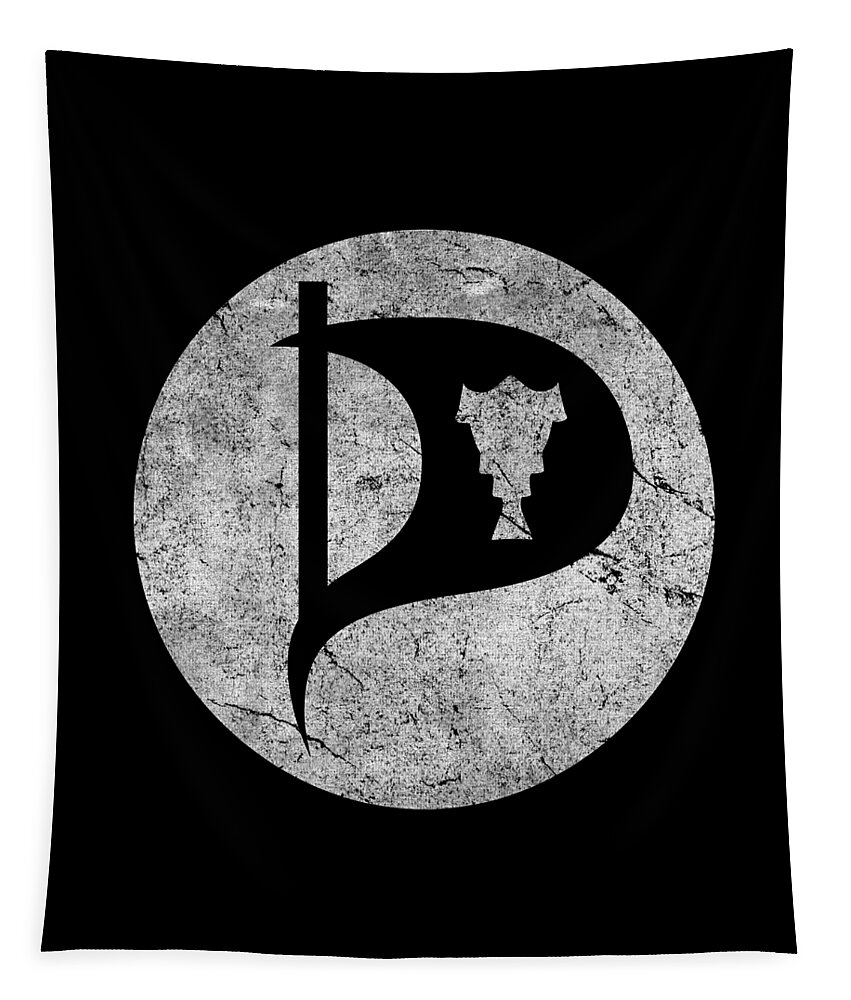 Funny Tapestry featuring the digital art Iceland Pirate Party Retro by Flippin Sweet Gear