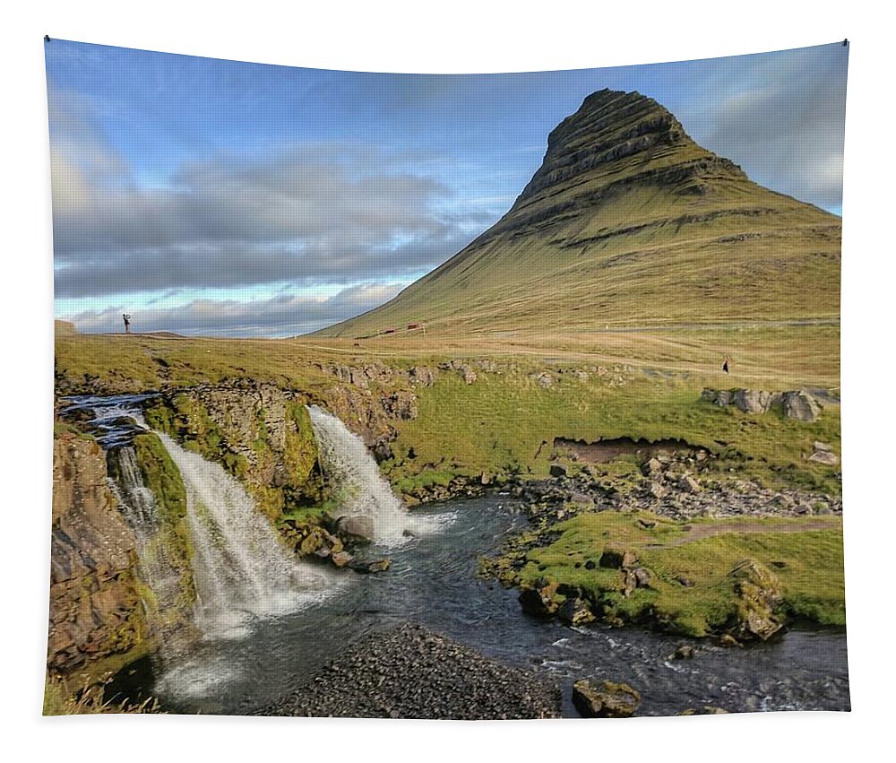 Iceland Tapestry featuring the photograph Iceland two waterfalls by Yvonne Jasinski