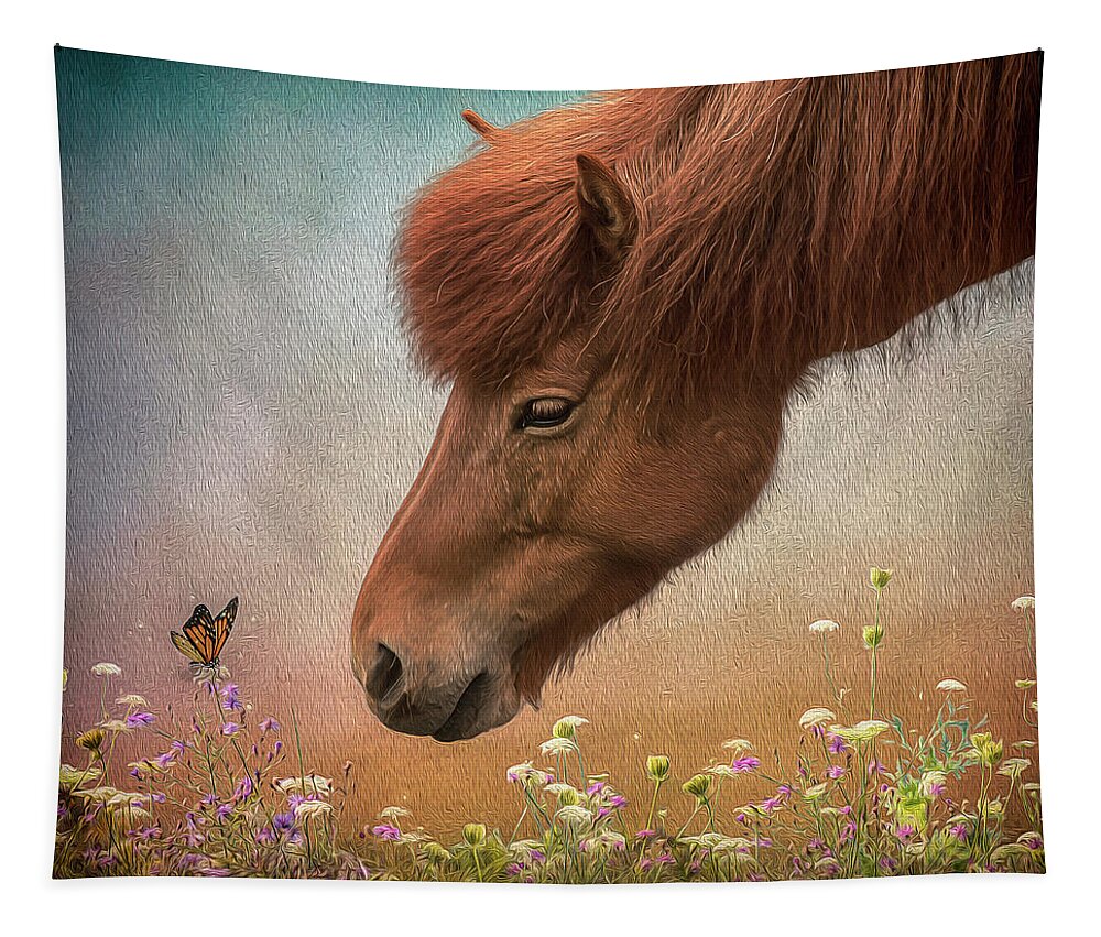 Icelandic Horse Tapestry featuring the digital art Icelandic Horse by Maggy Pease