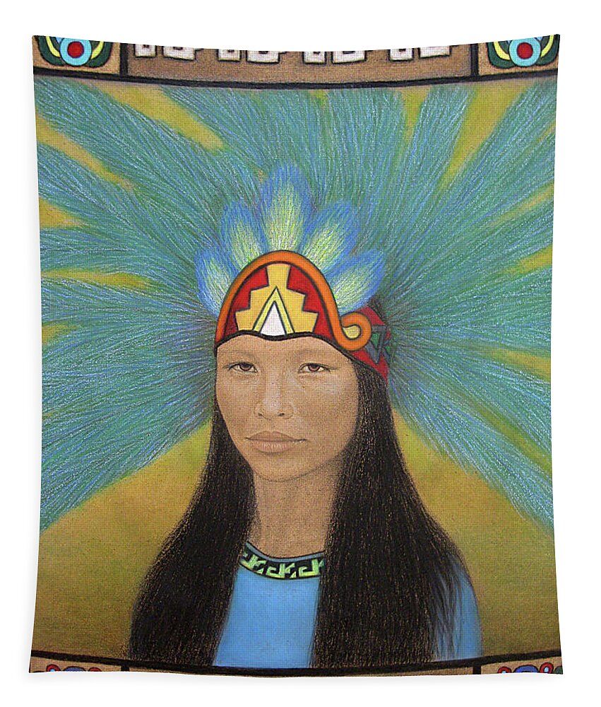 Ichpochtli Tapestry featuring the painting Ichpochtli by Lynet McDonald