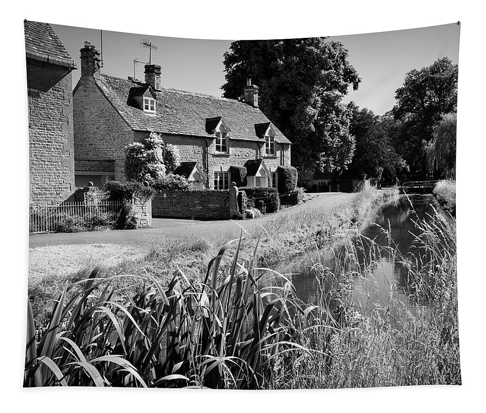 Aonb Tapestry featuring the photograph Idyllic Lower Slaughter village, Gloucestershire, UK by Seeables Visual Arts