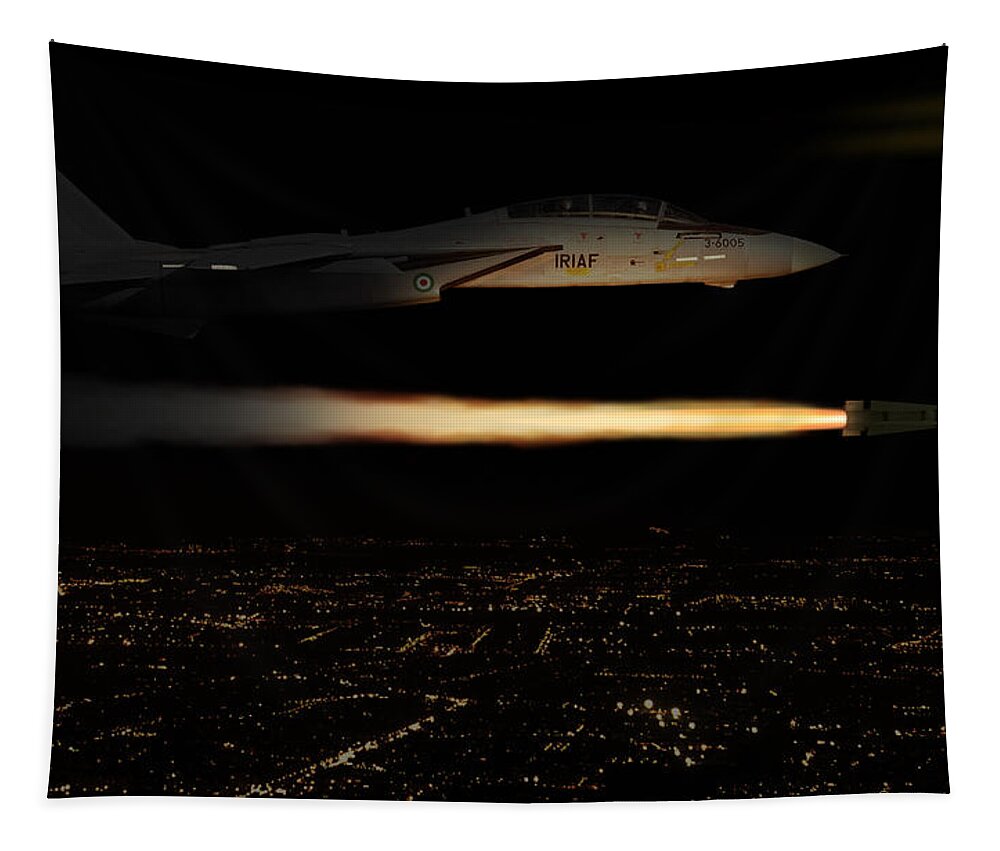 Grumman Tapestry featuring the digital art IIAF F-14 Tomcat by Custom Aviation Art