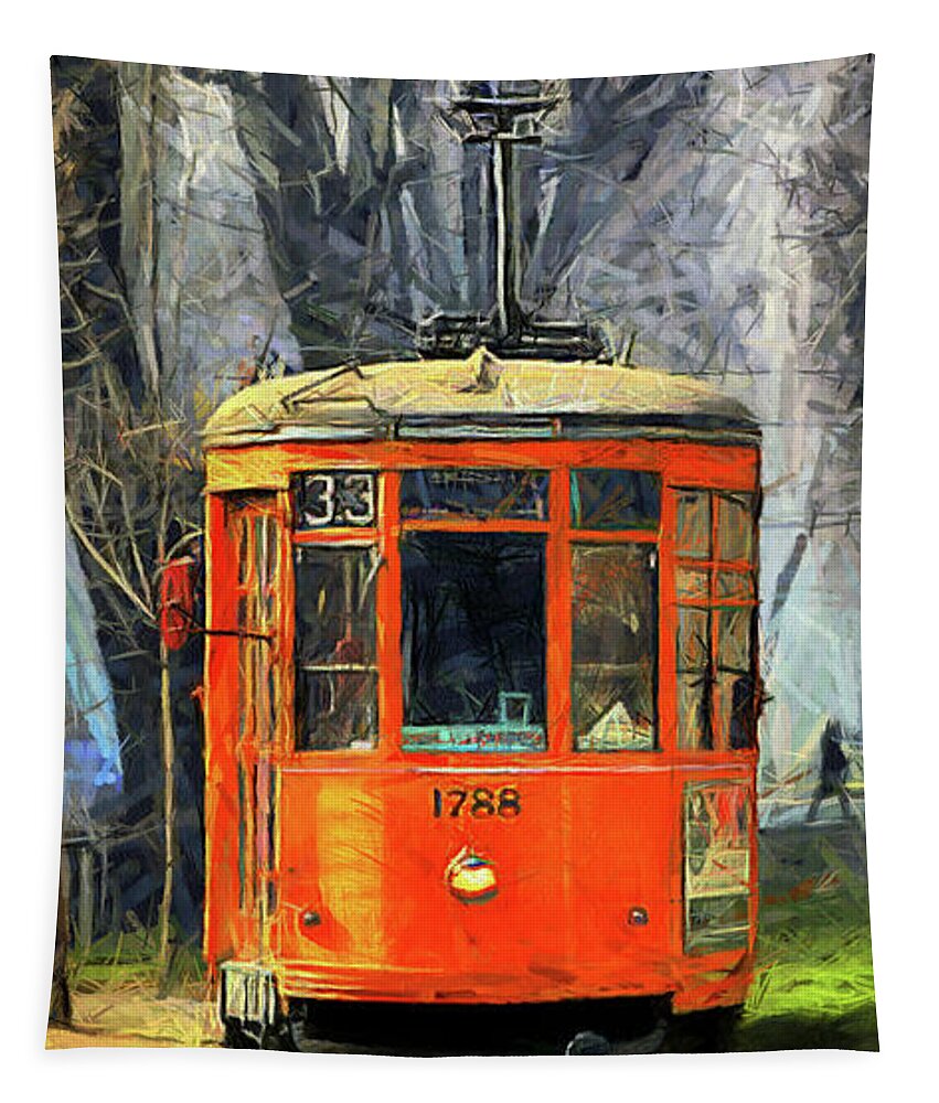 Tram Tapestry featuring the painting Il 33 by Tano V-Dodici ArtAutomobile
