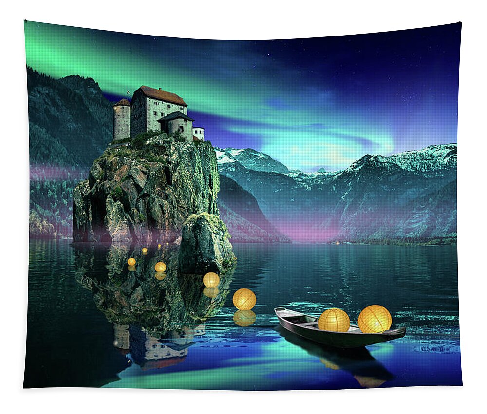 Fantasy Tapestry featuring the digital art Illuminated Aurora by RC Studio
