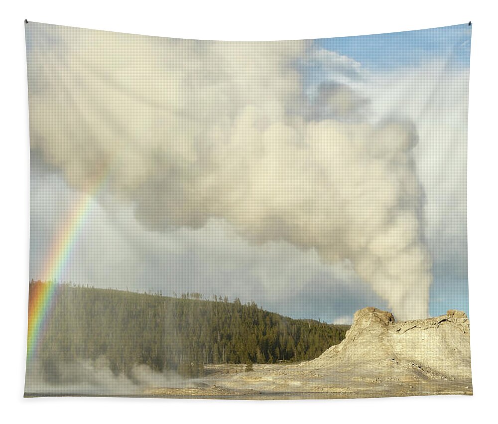 Yellowstone National Park Tapestry featuring the photograph Illuminated Droplets by Ann Skelton