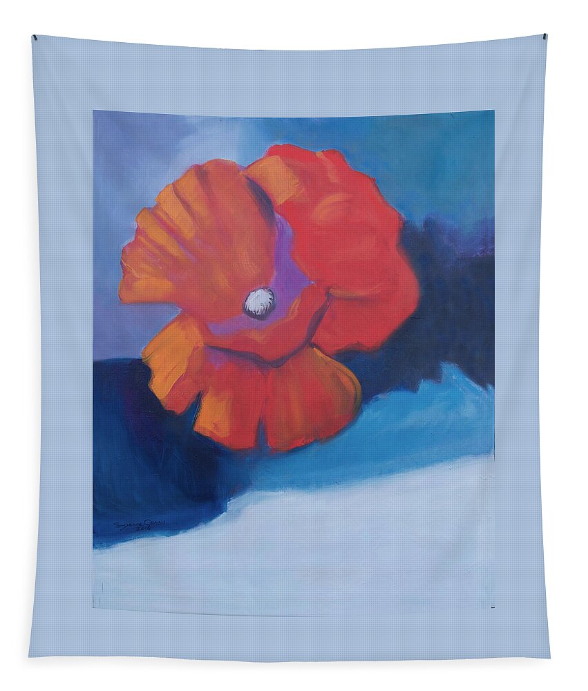 Poppy Tapestry featuring the painting I'm All Smiles by Suzanne Giuriati Cerny