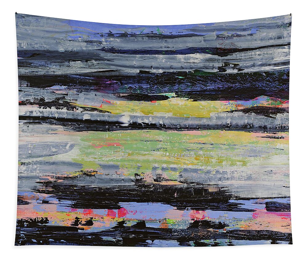 Abstract Tapestry featuring the mixed media Imagined View by Julia Malakoff