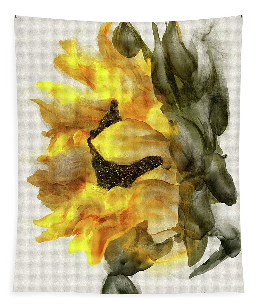 Sunflower Tapestry featuring the digital art Sunflower In Profile by Lois Bryan