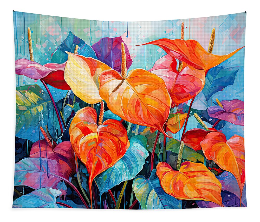 Anthurium Tapestry featuring the photograph Immeasurable Beauty- Anthurium Paintings - Colorful Anthurium Leaves by Lourry Legarde