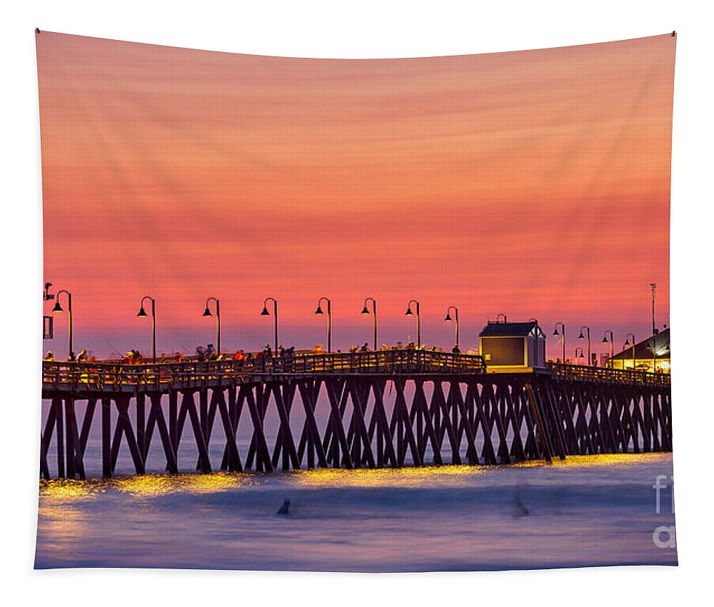 Sand Tapestry featuring the photograph Imperial Beach Pier Sunset by Sam Antonio