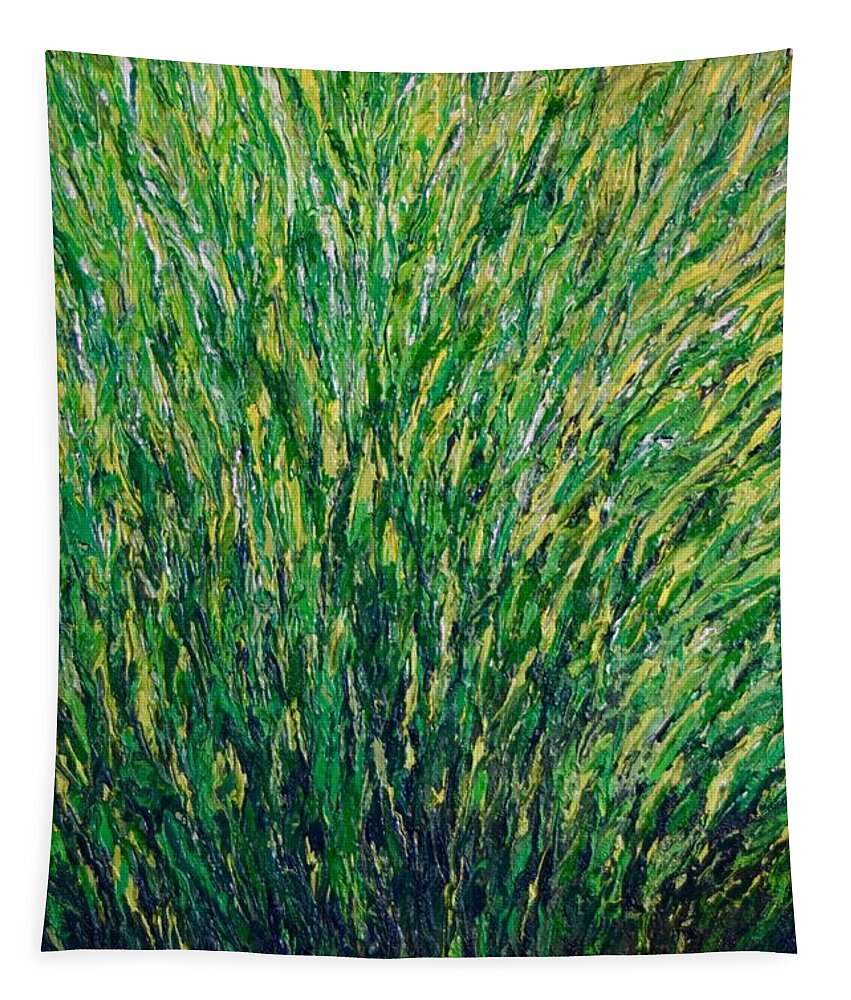 Green Tapestry featuring the painting Impression in Green by Alina Deica