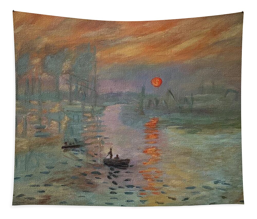 Monet Tapestry featuring the painting Impression Sunrise by Jane Ricker