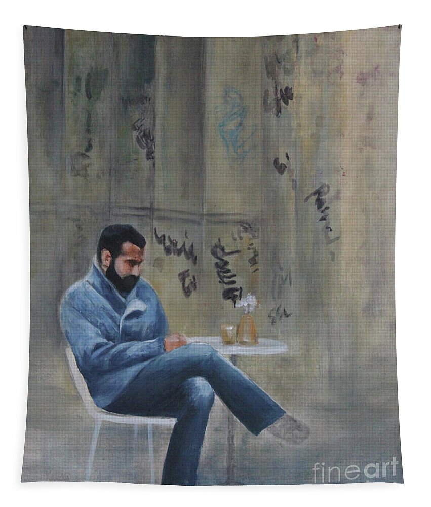 Figurative Tapestry featuring the painting In His Own World by Jane See