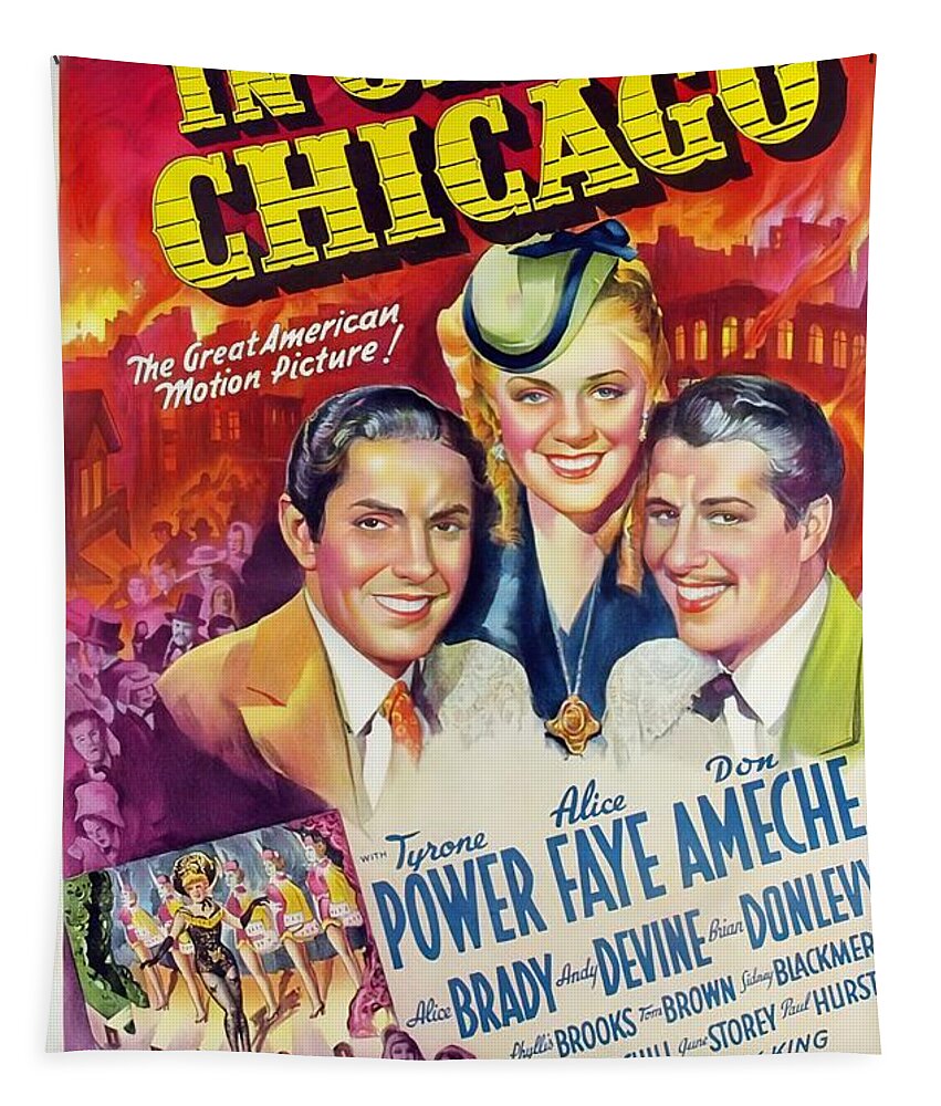 In Tapestry featuring the mixed media ''In Old Chicago'', with Tyrone Power and Alice Faye, 1938 by Movie World Posters