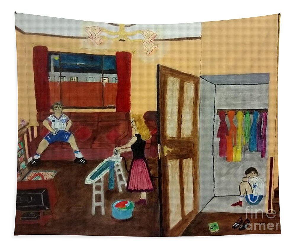 Lgbtq Tapestry featuring the drawing In the closet 1984 by David Westwood