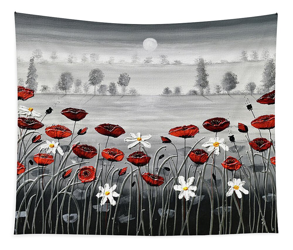 Red Poppies Tapestry featuring the painting In the Distance by Amanda Dagg