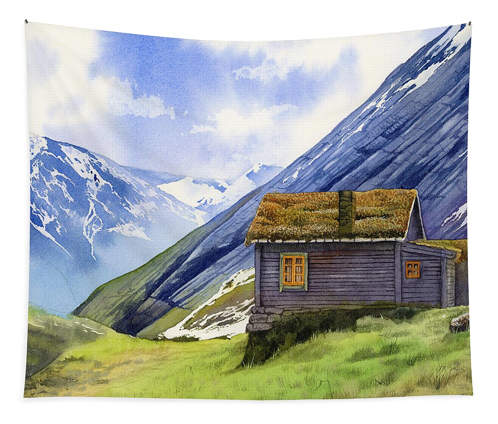 Mountains Tapestry featuring the painting In the Mountains by Espero Art