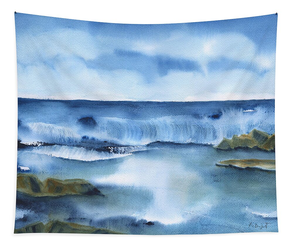 Coastal Waters Tapestry featuring the painting Incoming Tide by Frank Bright