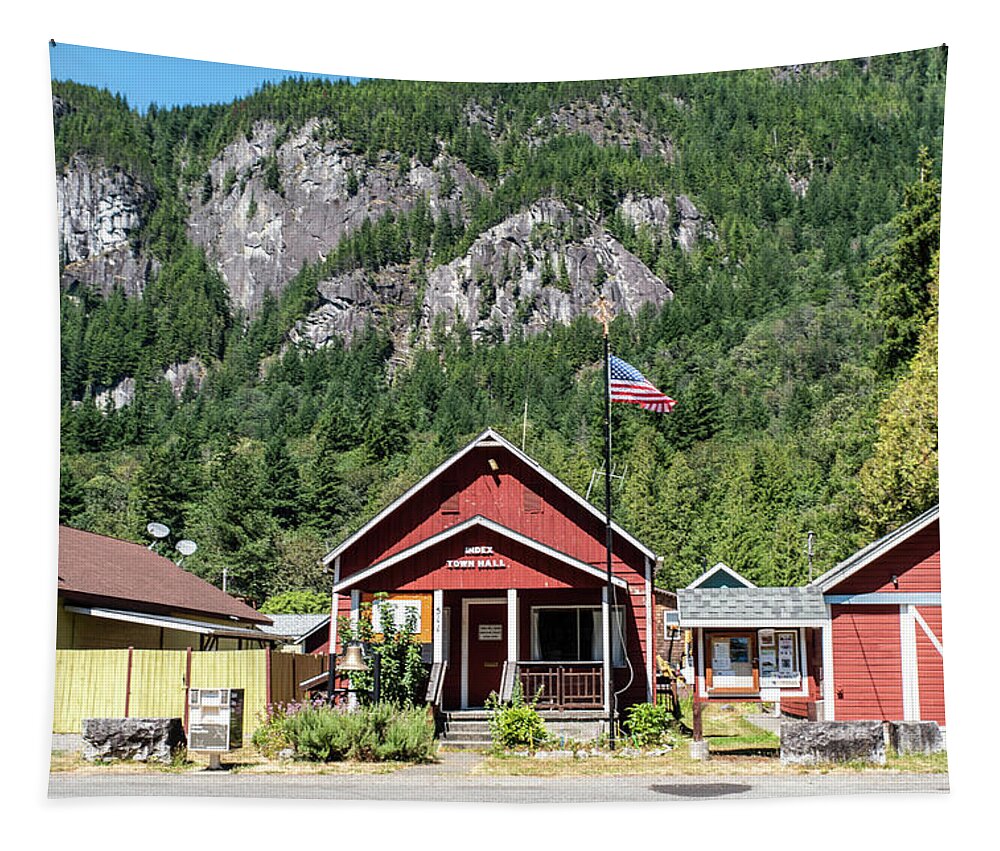 Index Town Hall And Old Fire Hall Tapestry featuring the photograph Index Town Hall and Old Fire Hall by Tom Cochran