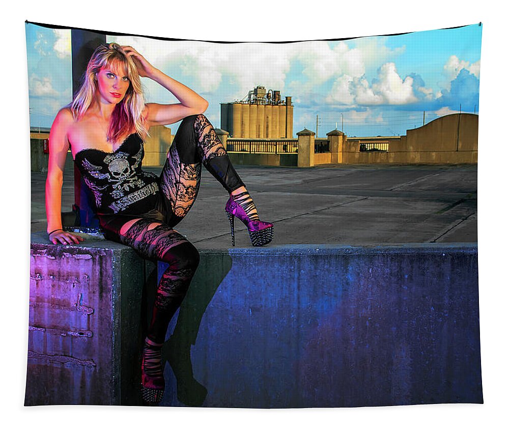 Cosplay Tapestry featuring the photograph Industrial Pinup #1 by Christopher W Weeks