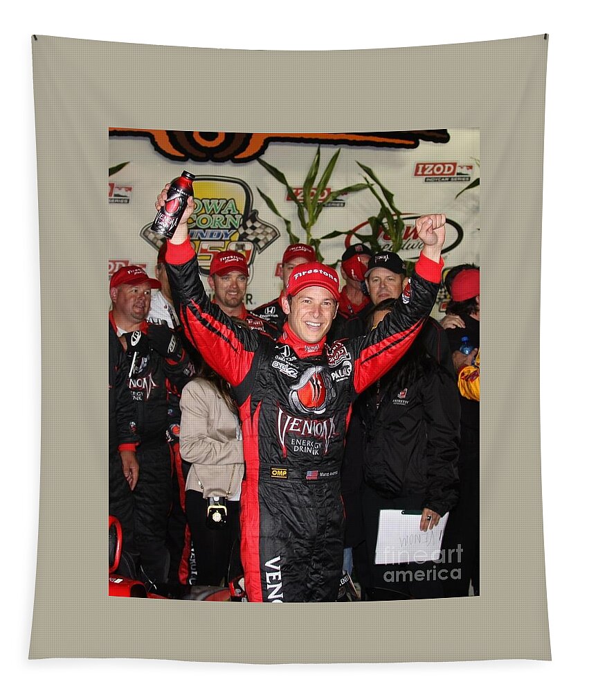 Race Car Tapestry featuring the photograph Marco Andretti, Indycar Racing Iowa Corn 250 Newton Iowa 2011 by Pete Klinger