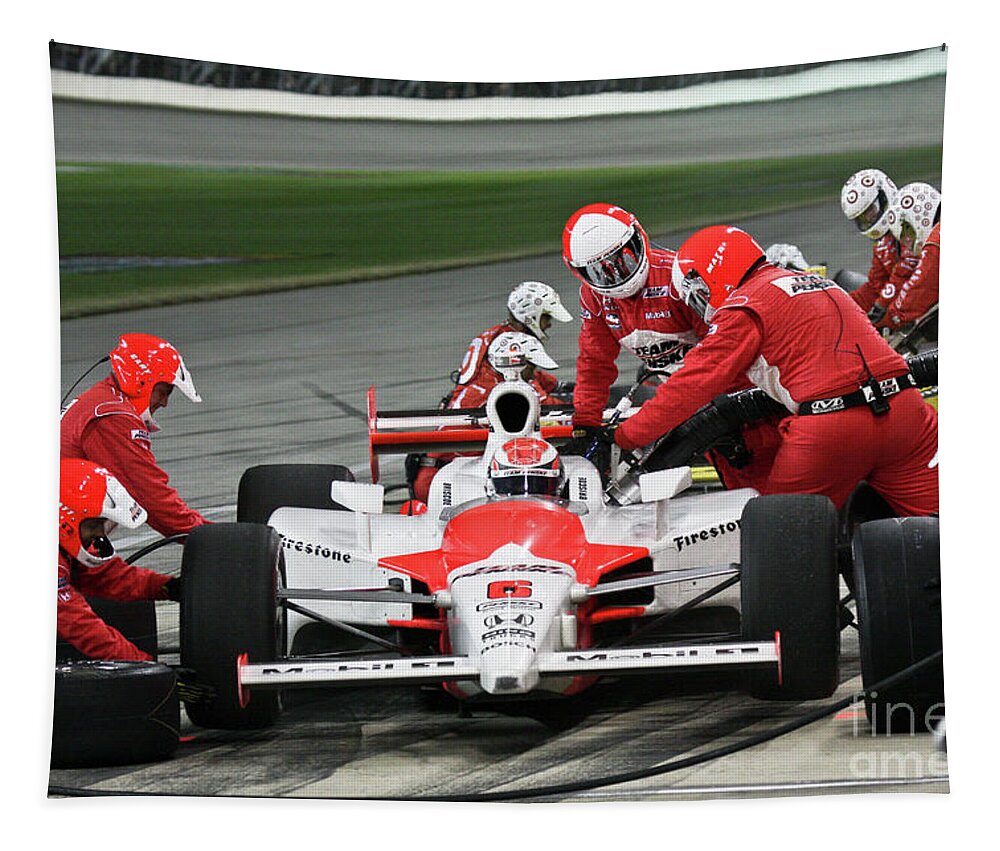 Champcar Tapestry featuring the photograph Ryan Brisco, Indycar Racing Ryan Brisco pit stop by Pete Klinger