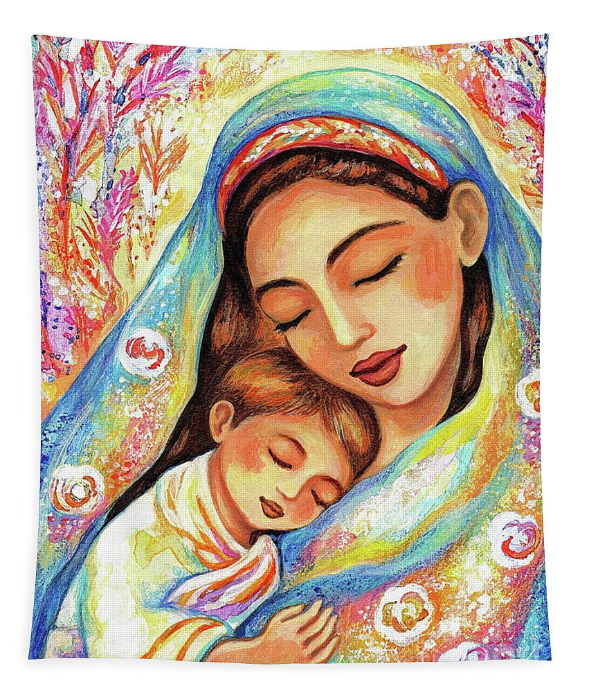 Mother And Child Tapestry featuring the painting Inner Silence by Eva Campbell
