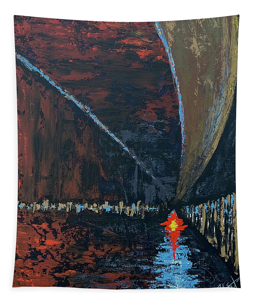 Abstract Tapestry featuring the painting Inside Out by Tes Scholtz