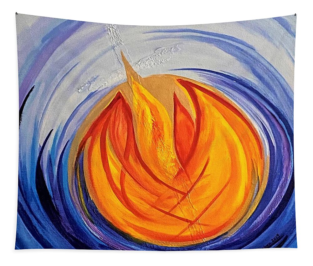 Fire Tapestry featuring the painting Intimacy by Deb Brown Maher