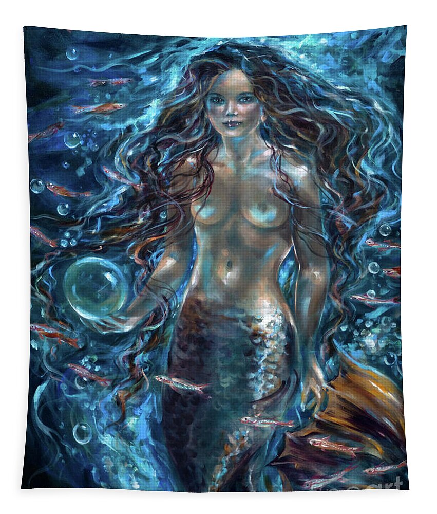 Ocean Tapestry featuring the painting Into the Depths by Linda Olsen