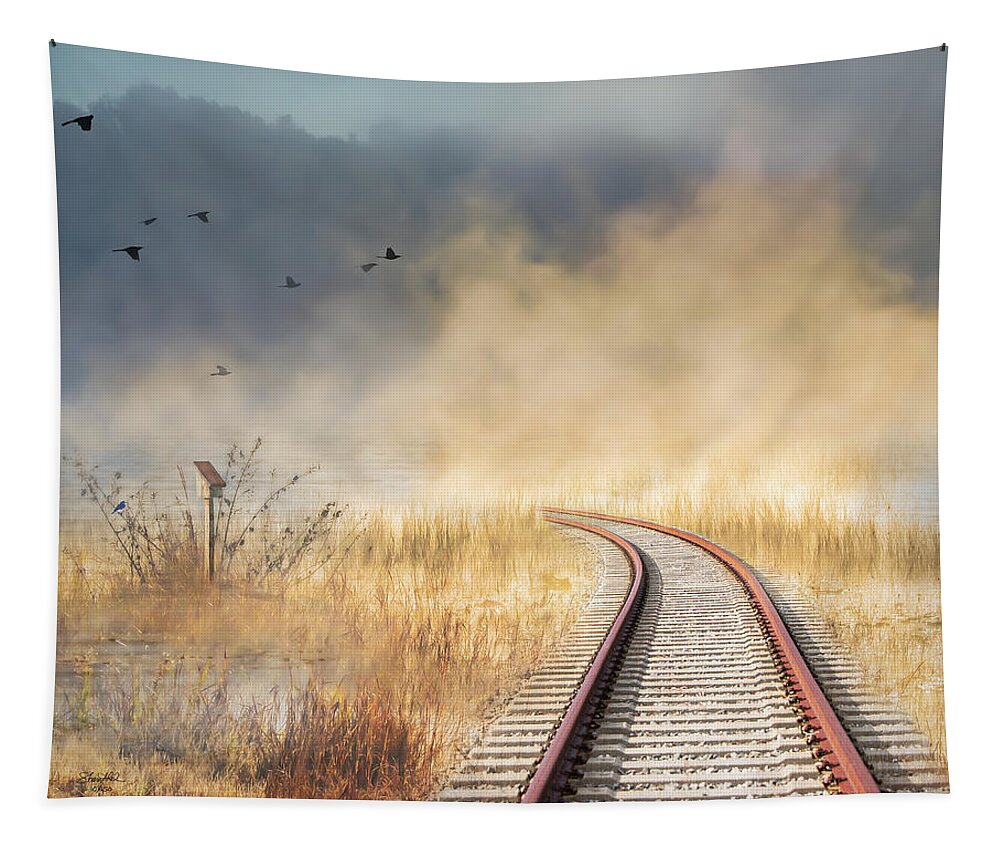 Train Tracks Tapestry featuring the photograph Into the Mist - Limited Edition by Shara Abel