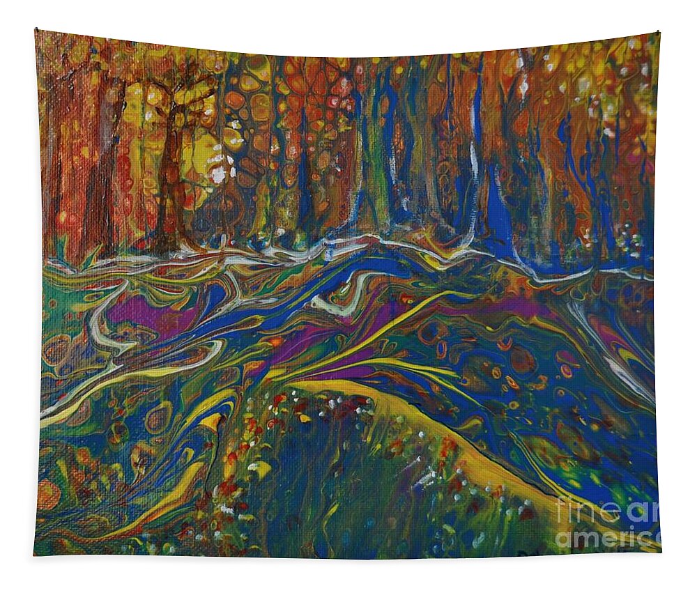 Fluid Art Tapestry featuring the painting Into The Thicket by Deborah Nell