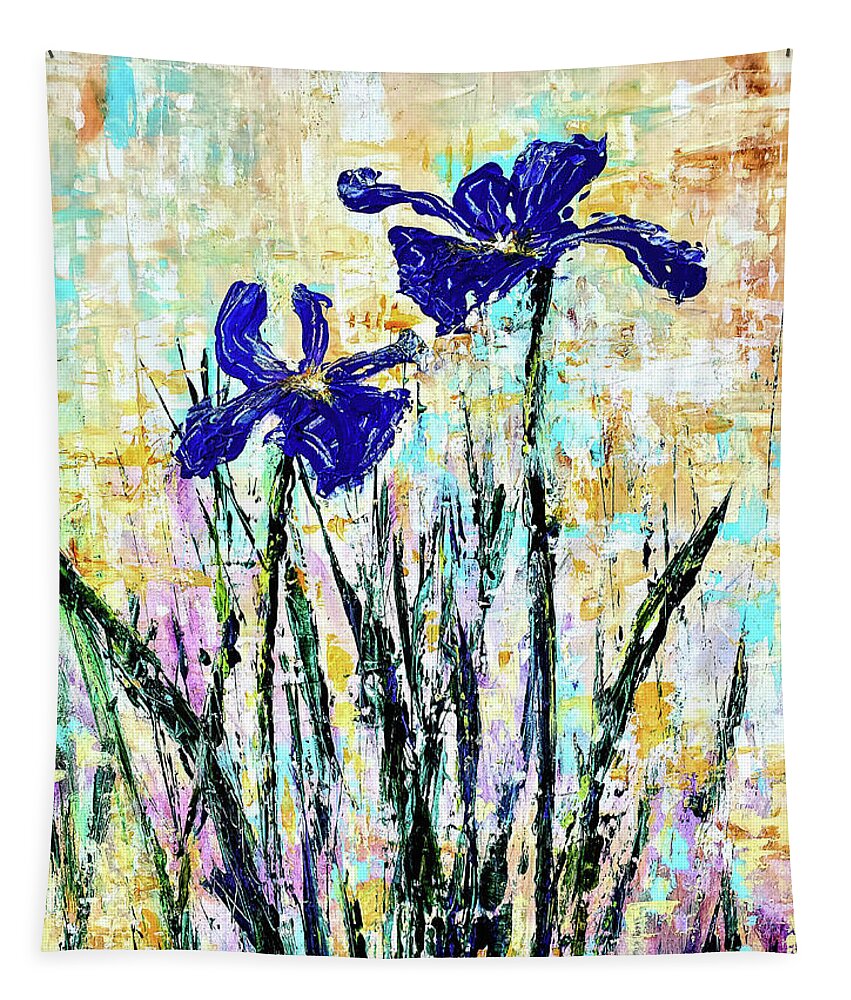 Iris Garden Tapestry featuring the painting Iris Conversation by Zan Savage