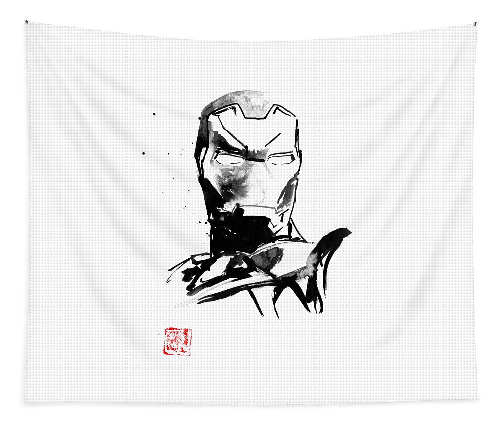 Ironman Tapestry featuring the drawing Ironman 03 by Pechane Sumie