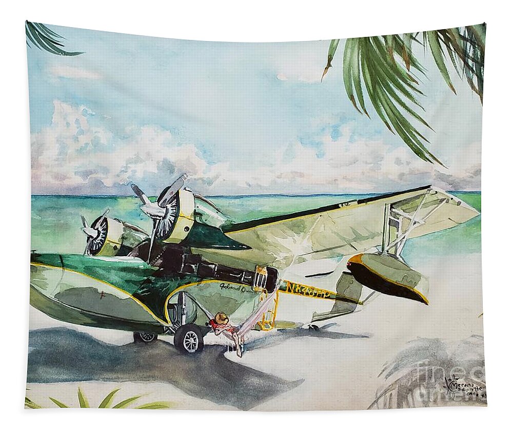 Aviation Tapestry featuring the painting Island Queen by Merana Cadorette