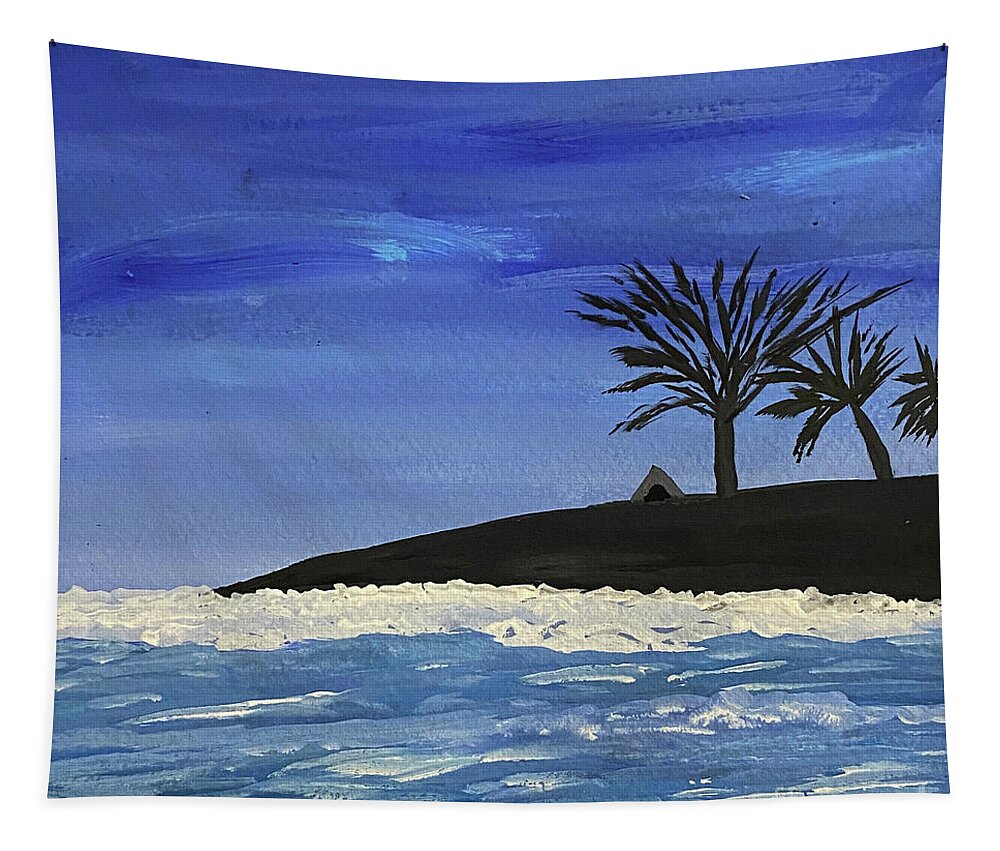 Island Tapestry featuring the painting Island Sea by Lisa Neuman
