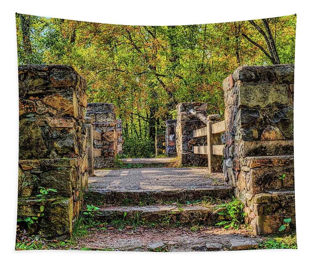 Wausau Tapestry featuring the photograph Isle Of Ferns Park Stone Bridge by Dale Kauzlaric