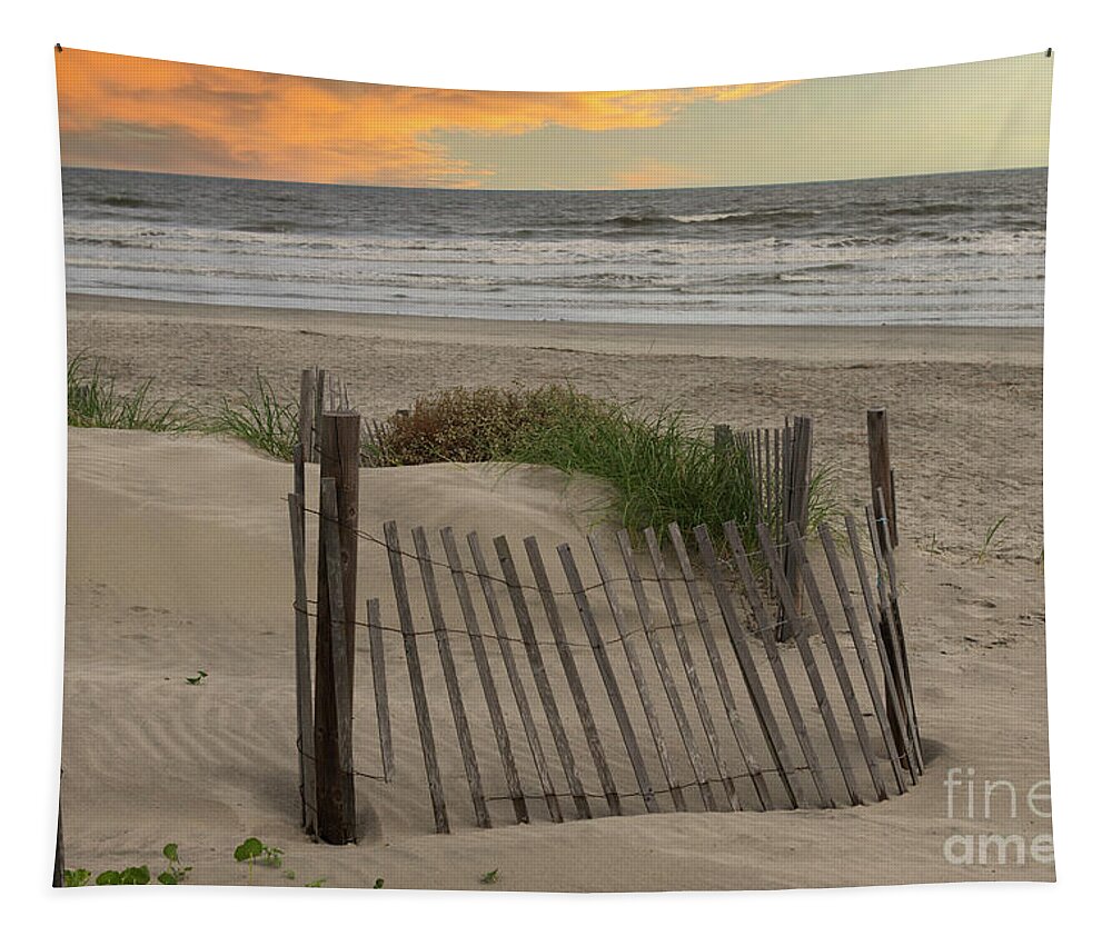 Sunset Tapestry featuring the photograph Isle of Palms Sunet by the Shore by Dale Powell