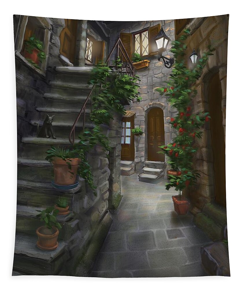 Italy Tapestry featuring the digital art Italian Cul-de-sac by Don Morgan
