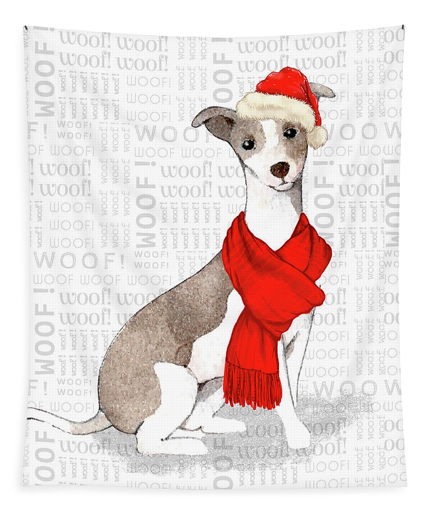 Italian Greyhound Tapestry featuring the digital art Italian Greyhound Christmas by Doreen Erhardt