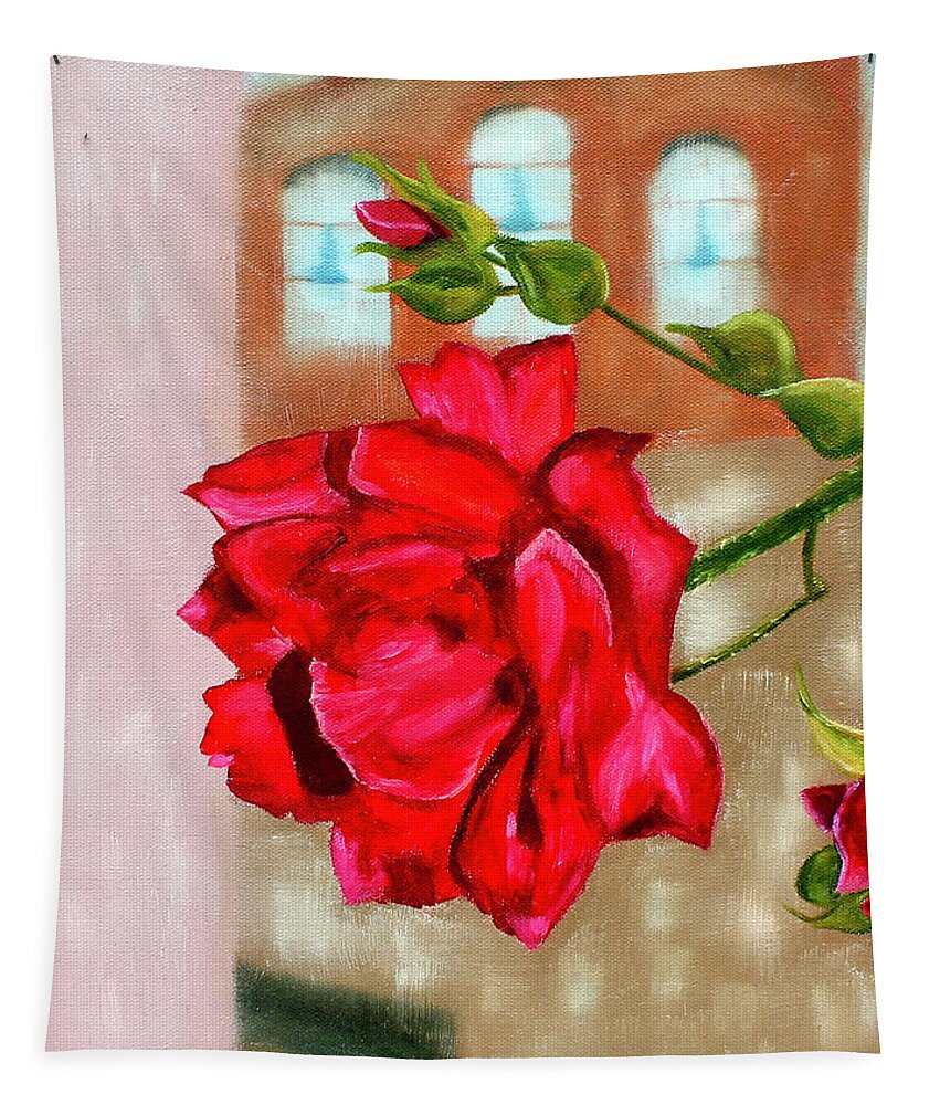 Rose Tapestry featuring the painting Italian Rose by Teresa Moerer